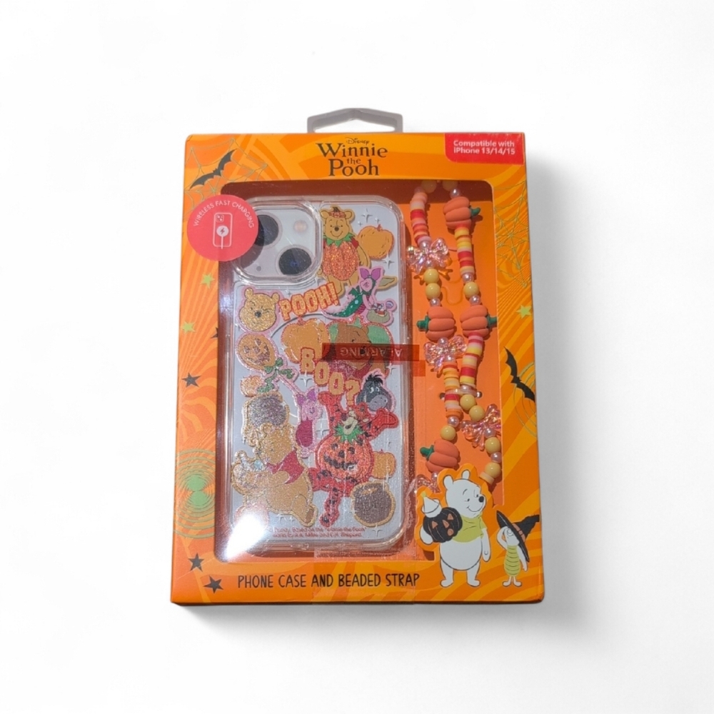 Disney Winnie the Pooh Halloween iPhone 13/14/15 Phone Case & Beaded Strap